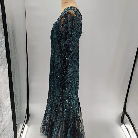 $1295 Rene Ruiz Collection Women's Green Floral Round Neck Gown Dress - Picture 8 of 16